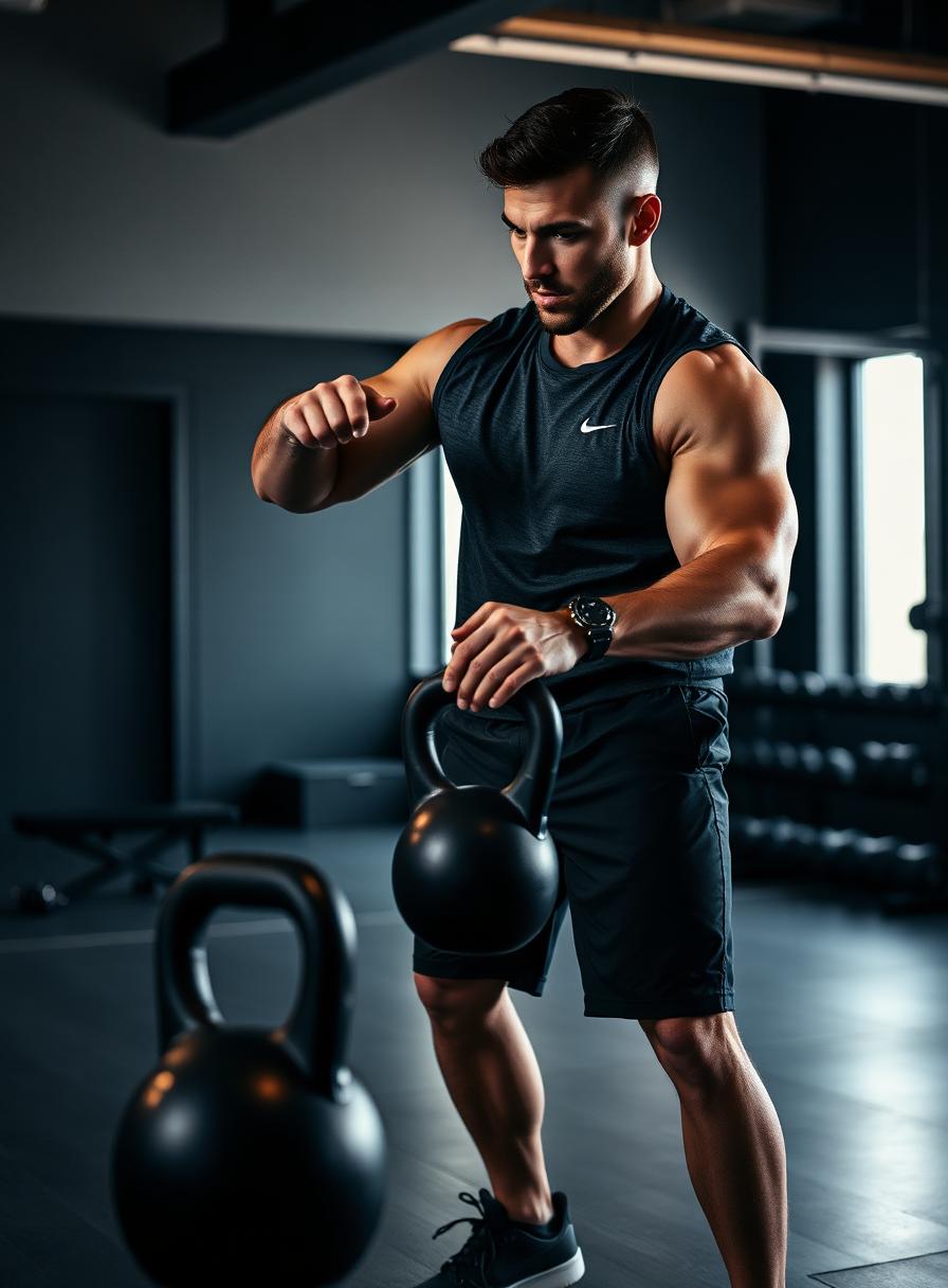Coach with kettlebell